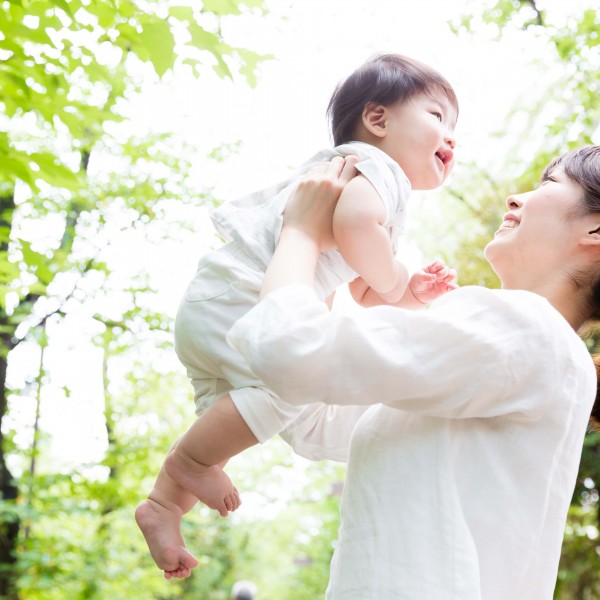 portrait of asian mother and baby